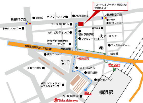 マップ：足の裏専門スクールオブペディ横浜本校
